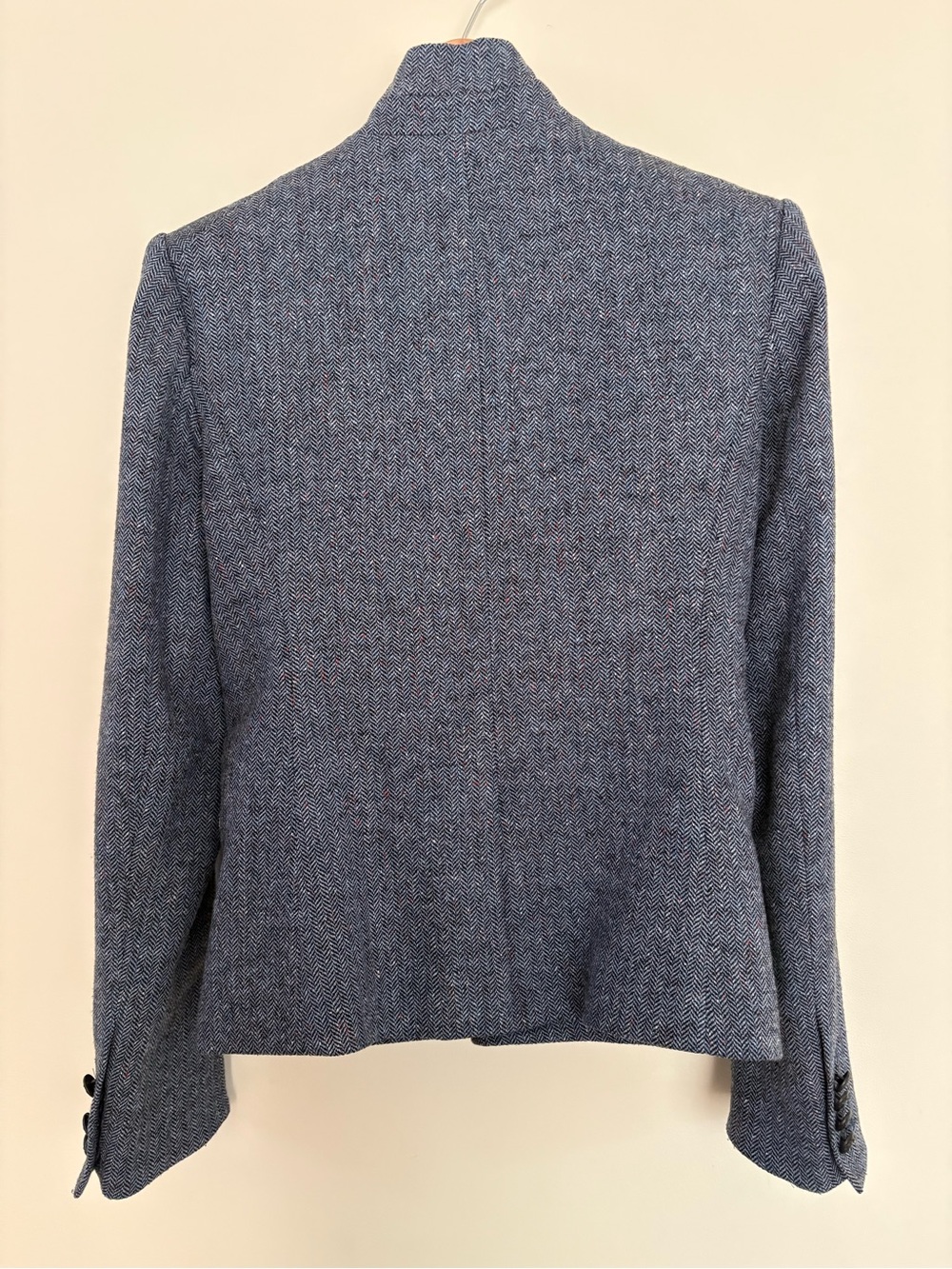 Veronica Beard Celina Upcollar Dickey Herringbone Wool Blend Blazer Blue Sz 4 - Picture 6 of 7